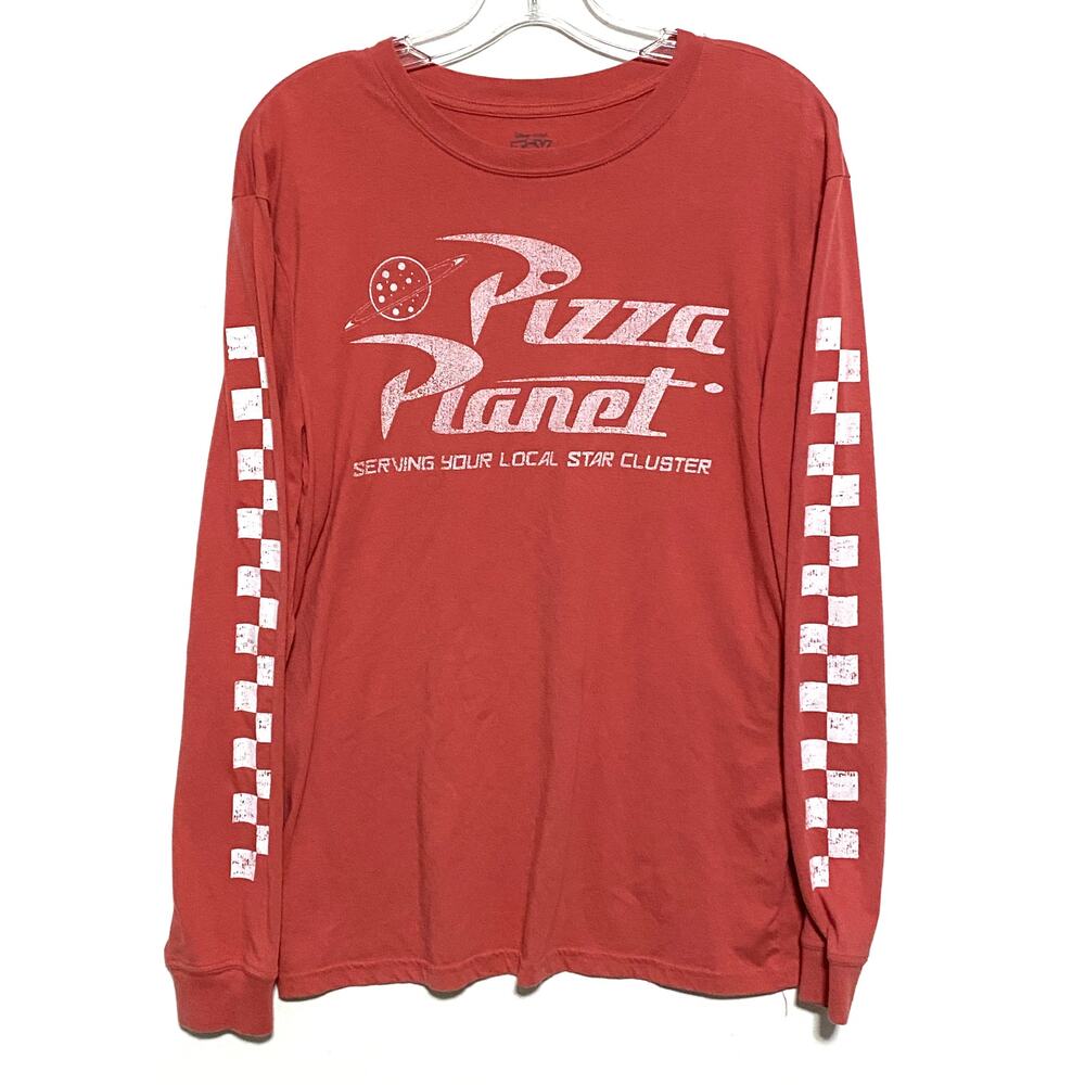 Toy Story Pizza Planet Long Sleeve Shirt Mens M Disney Vacation 90s Y2K Aliens